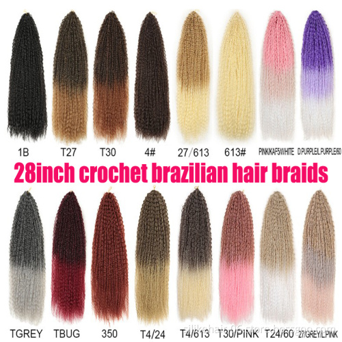 Afro Kinky Curly Crochet Hair Synthetic Brazilian Braids Curly Soft Ombre Brown Braiding Hair Extensions  brazilian hair braids